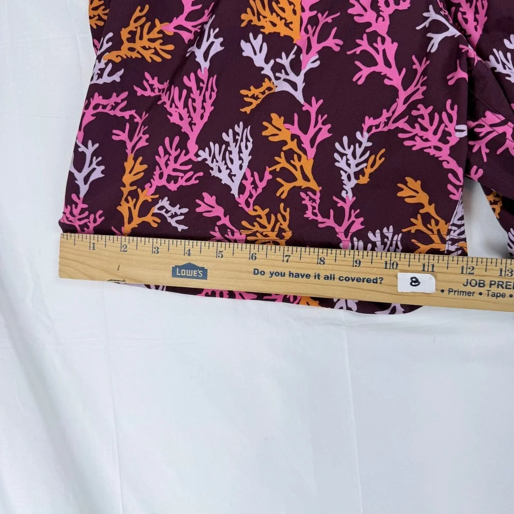 George Swim Trunks Mens L 36-38 Purple Coral Print Beachwear Tropical Summer